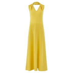 1970s Pierre Balmain Jersey A-Line Yellow Halterneck Maxi Dress
