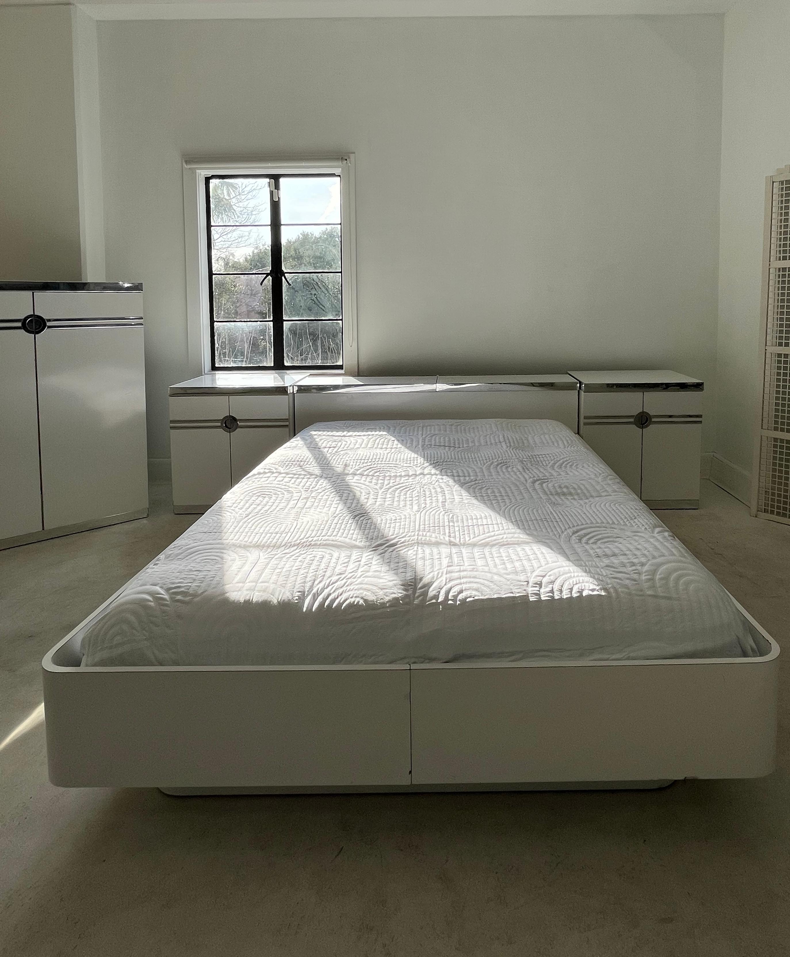 1970s Pierre Cardin Art Deco Queen Size Bed Headboard and Platform Bed For Sale 5