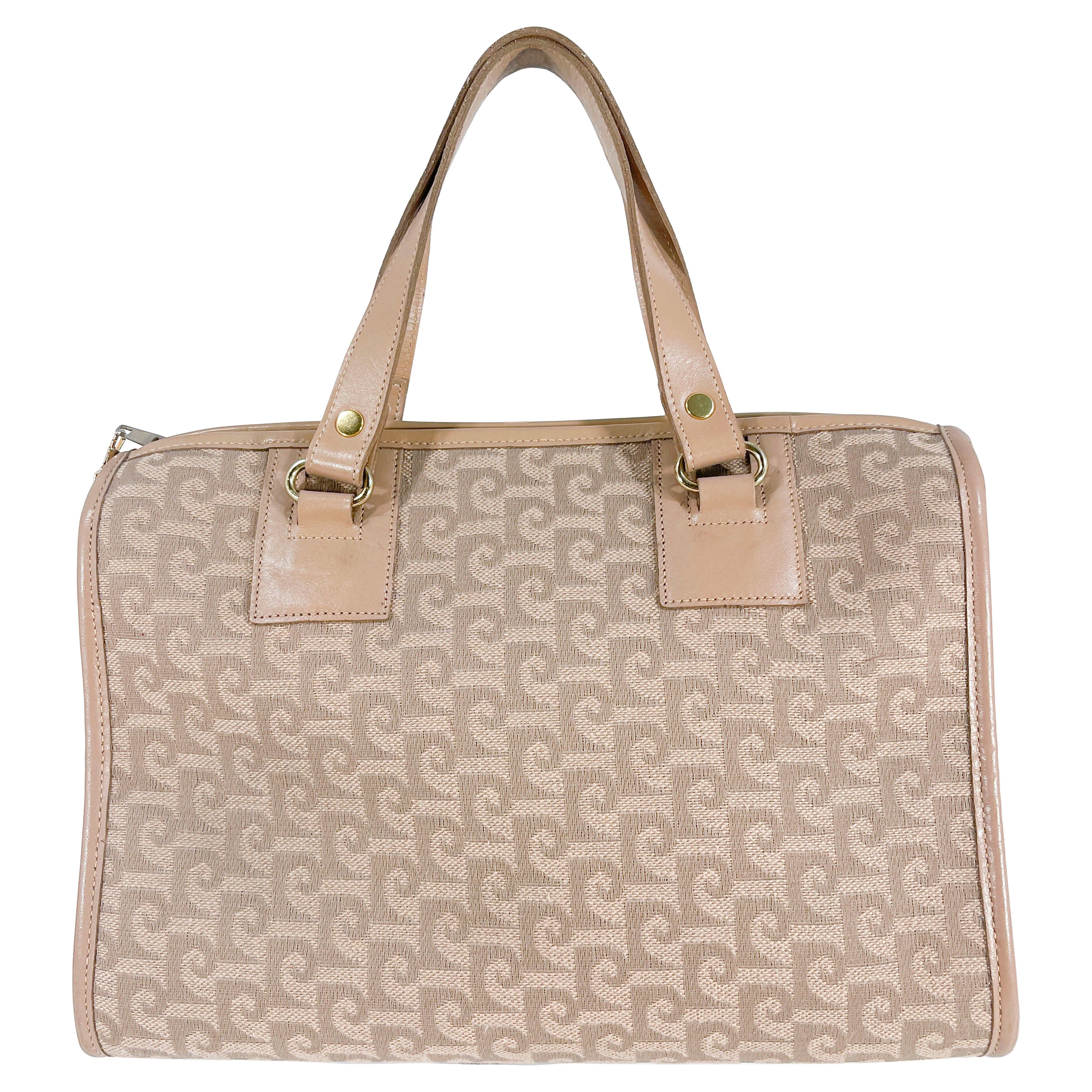 1970s Pierre Cardin Beige Monogram Canvas Handbag