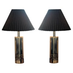 1970s Pierre Cardin Brass Table Lamps Pair