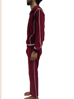 1970S Pierre Cardin Burgundy White Trim Velvet Tracksuit Ensemble