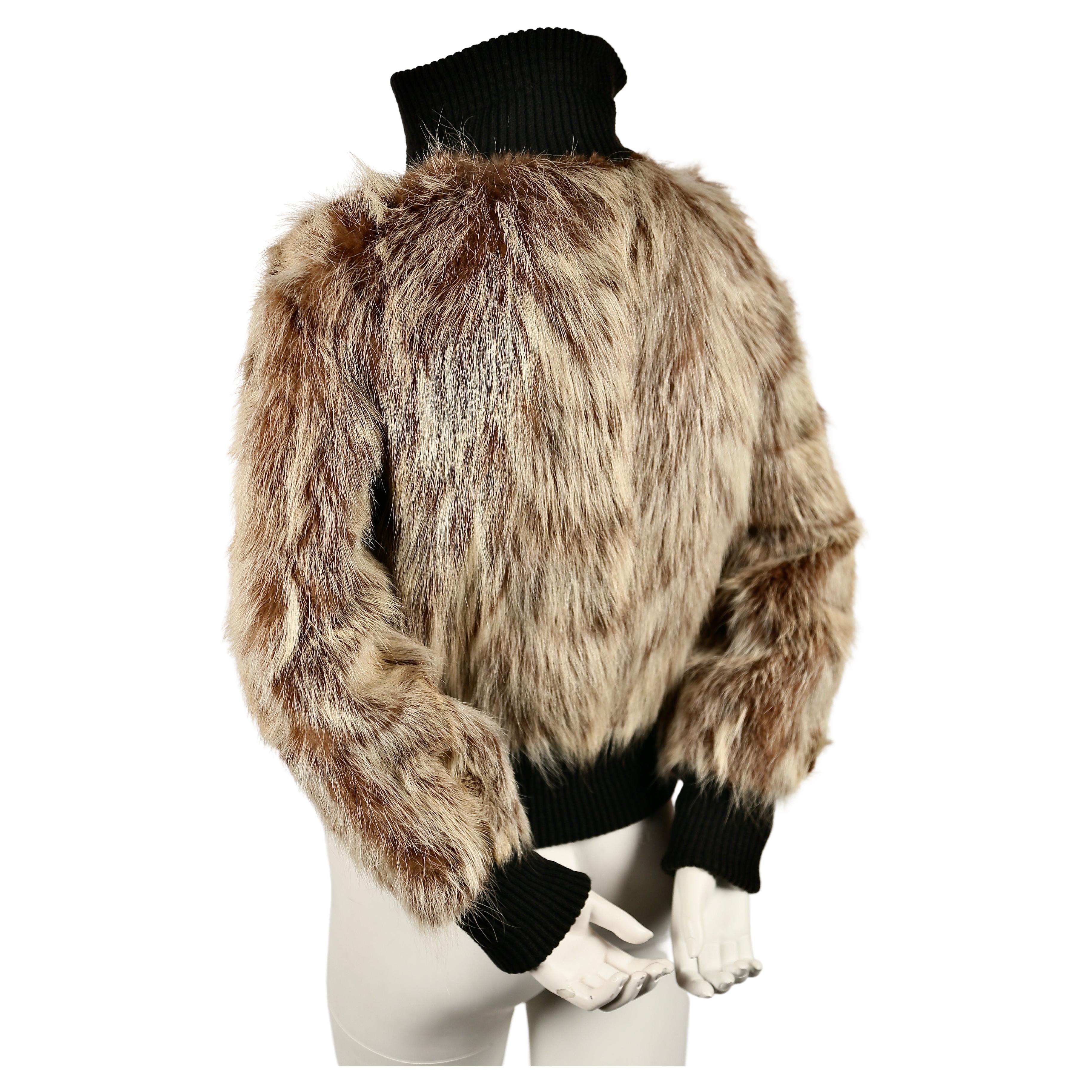 Women's or Men's 1970's PIERRE CARDIN coyote fur coat with ribbed wool trim 