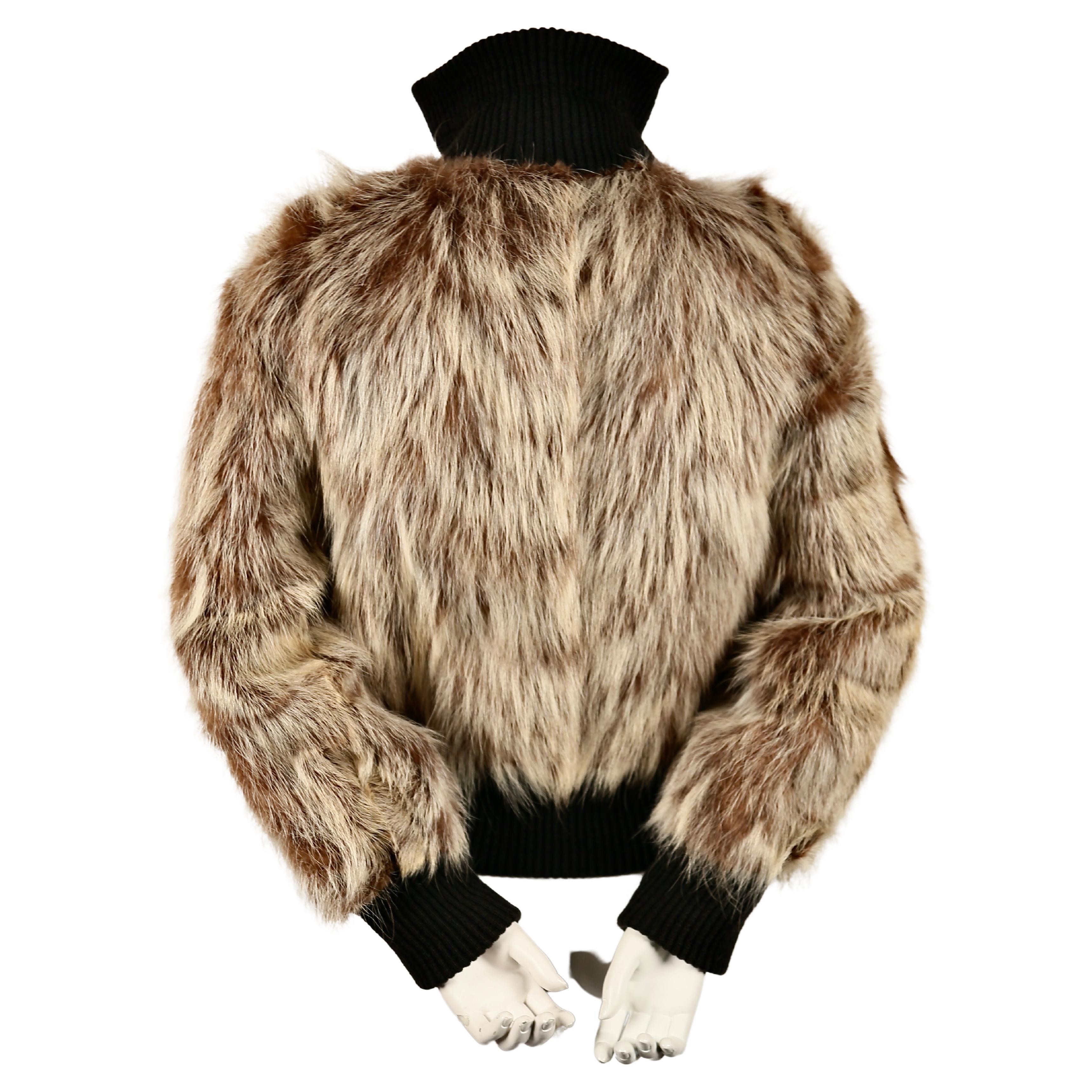 1970's PIERRE CARDIN coyote fur coat with ribbed wool trim  1