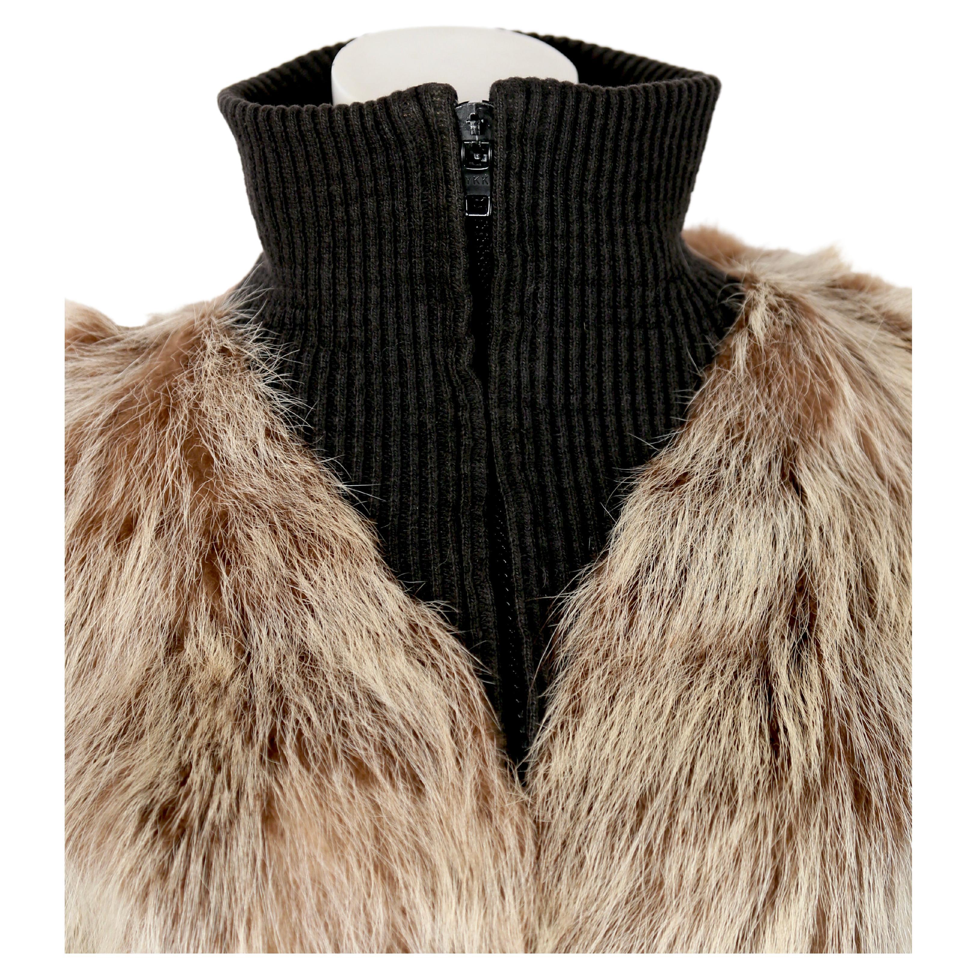 1970's PIERRE CARDIN coyote fur coat with ribbed wool trim  2