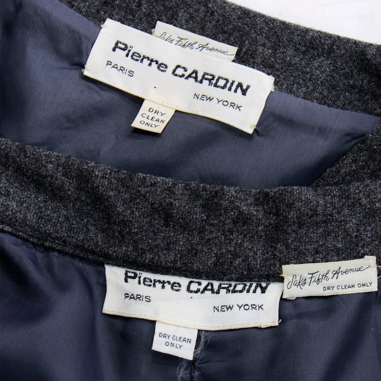 1970s Pierre Cardin Grey Wool Wide Leg Pleated Pants & Vest Style Top Outfit 6