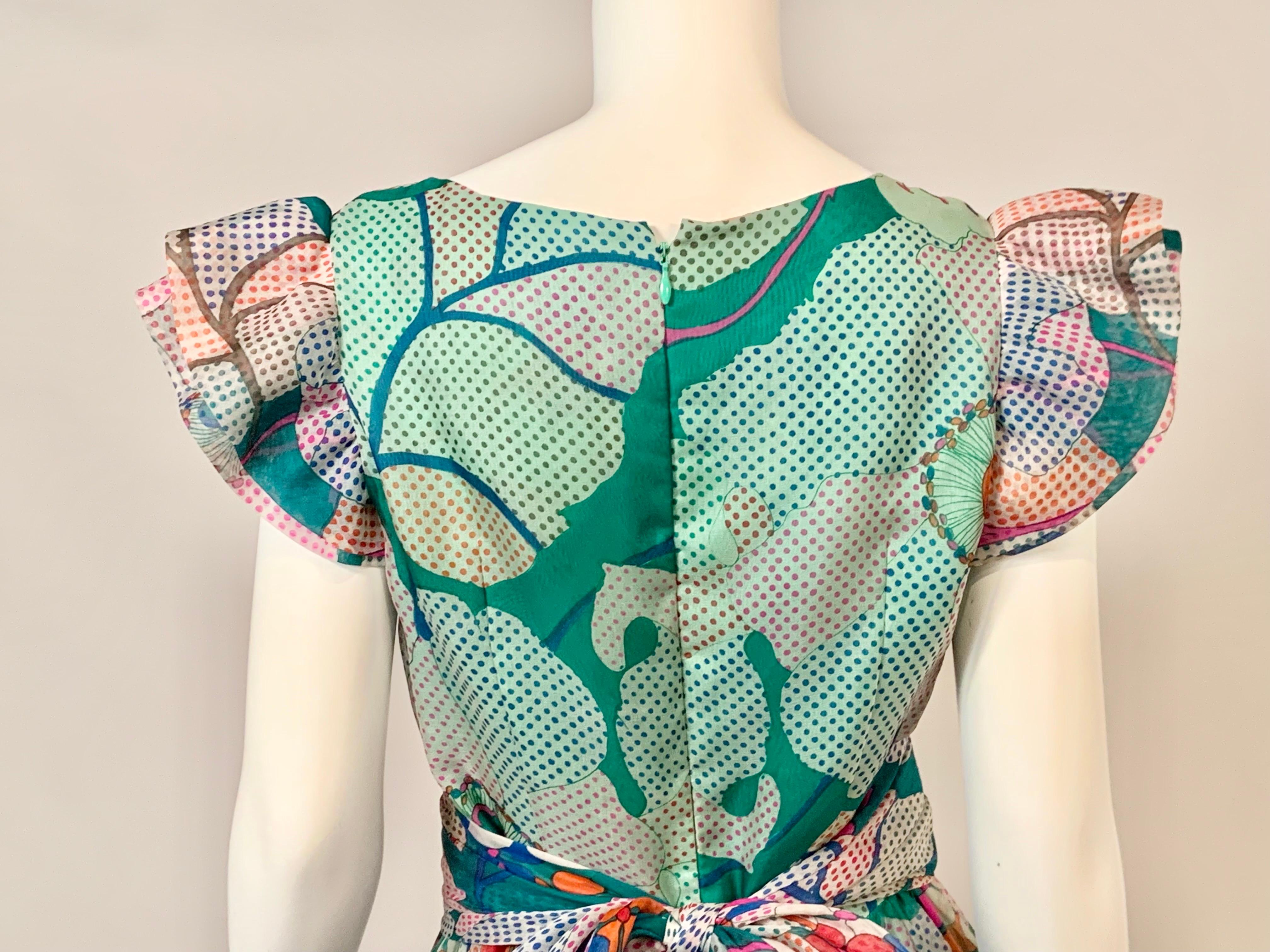Pierre Cardin Op Art Seidenorganzakleid mit Kummerbund-Schale aus den 1970er Jahren im Angebot 5