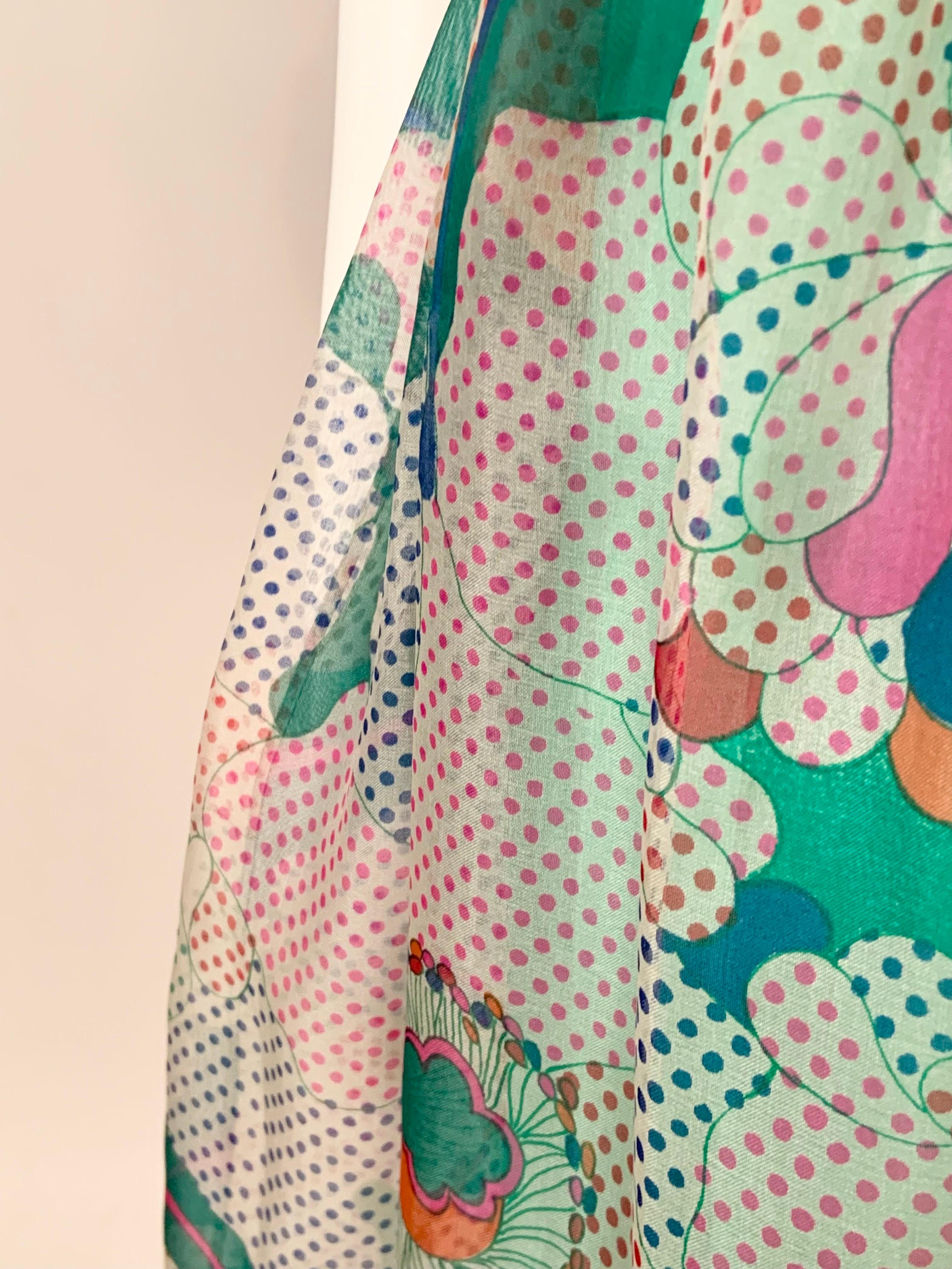 Pierre Cardin Op Art Seidenorganzakleid mit Kummerbund-Schale aus den 1970er Jahren im Angebot 1