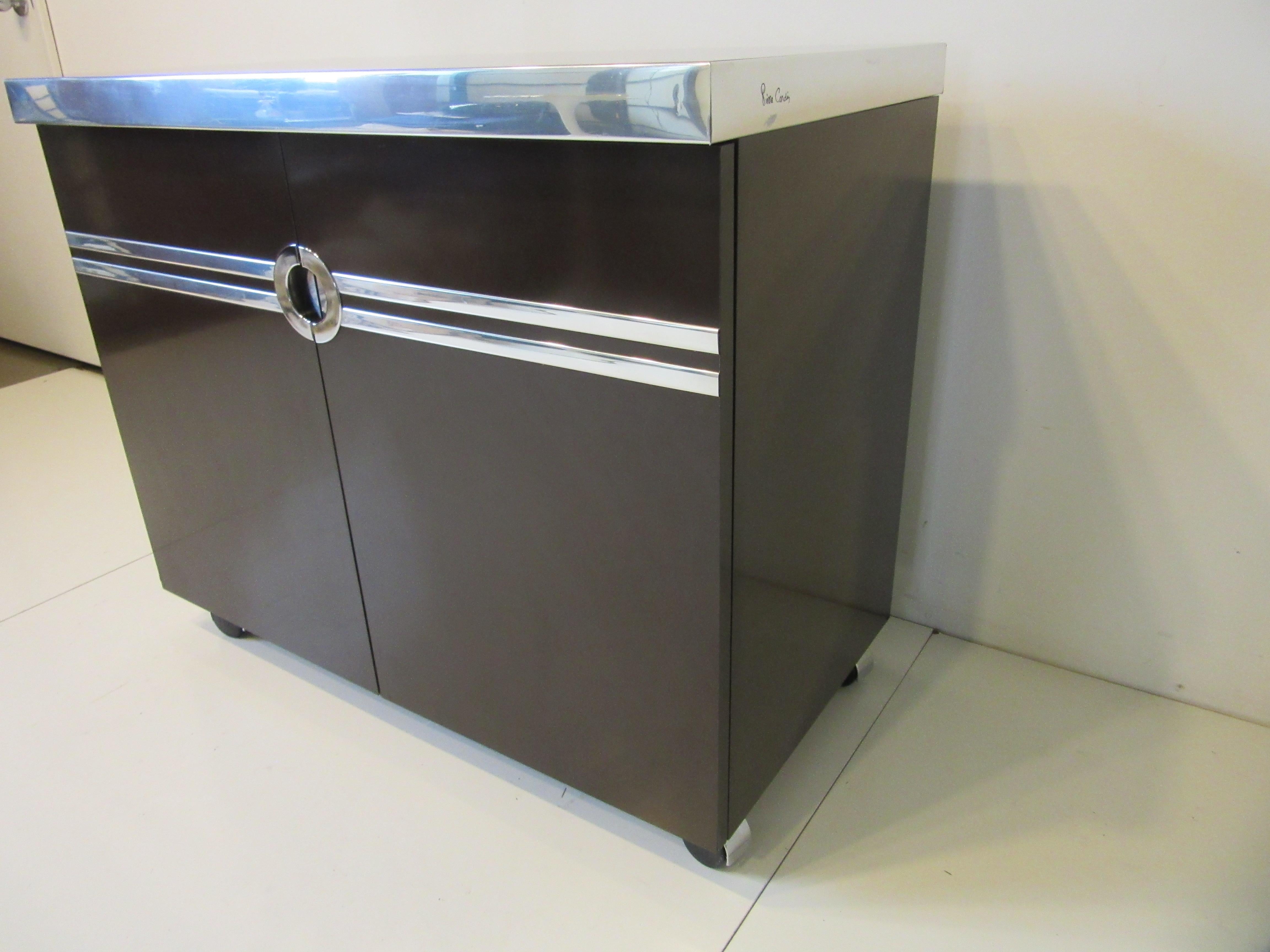 Modern 1970's Pierre Cardin Rolling Bar Cart