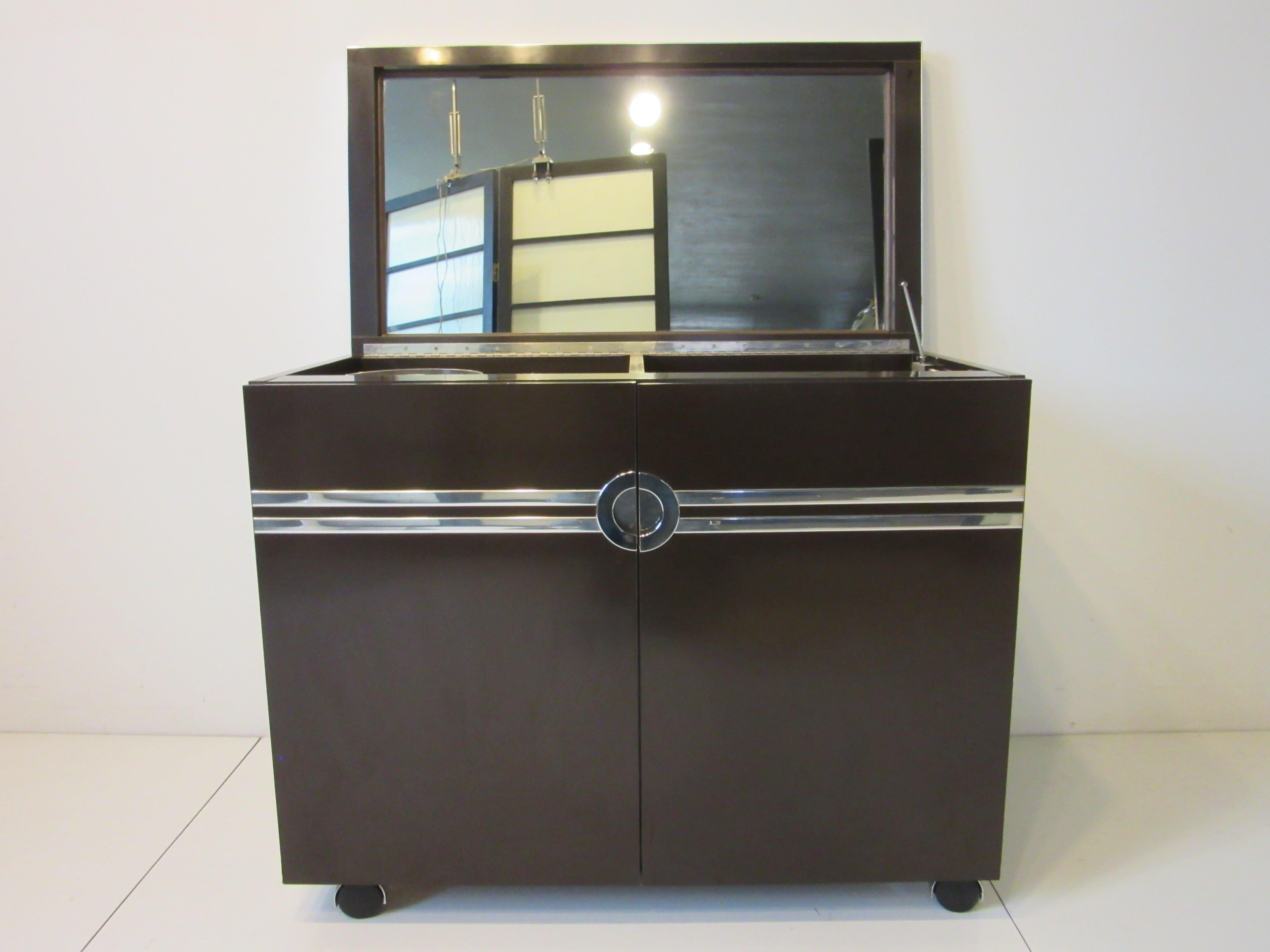20th Century 1970's Pierre Cardin Rolling Bar Cart
