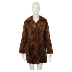 1970's PIERRE CARDIN sheared beaver fur coat in chevron patchwork pattern