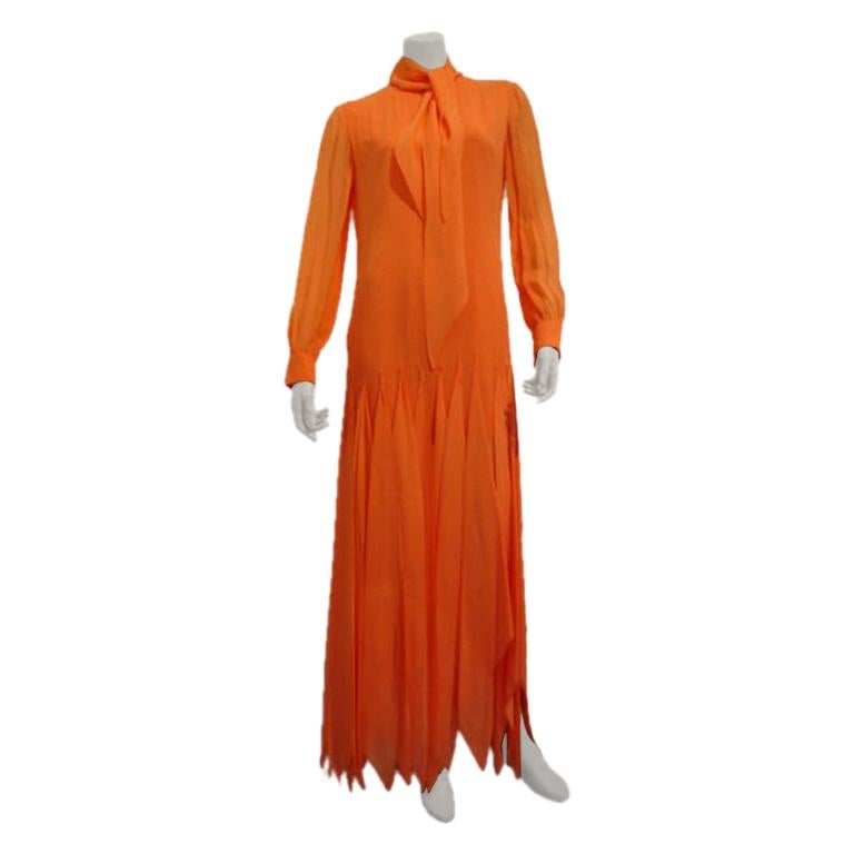1970s Pierre Cardin Silk Chiffon Handkerchief Gown