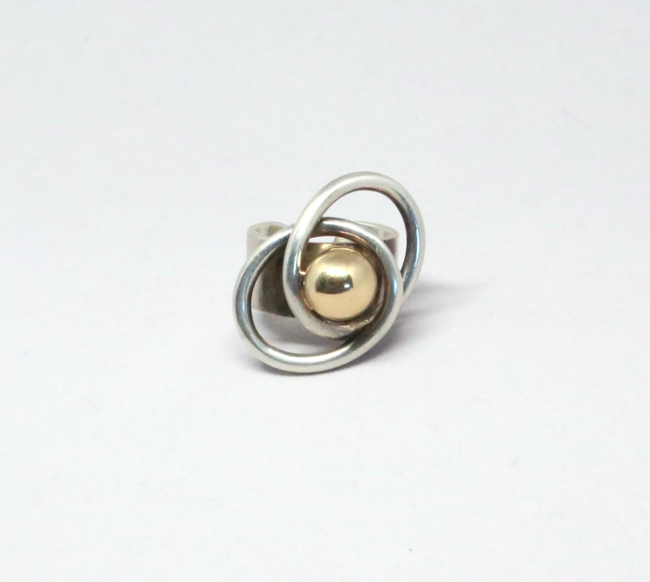 Anello mod. PIERRE CARDIN anni '60 in sterlina e oro 14k in vendita 7