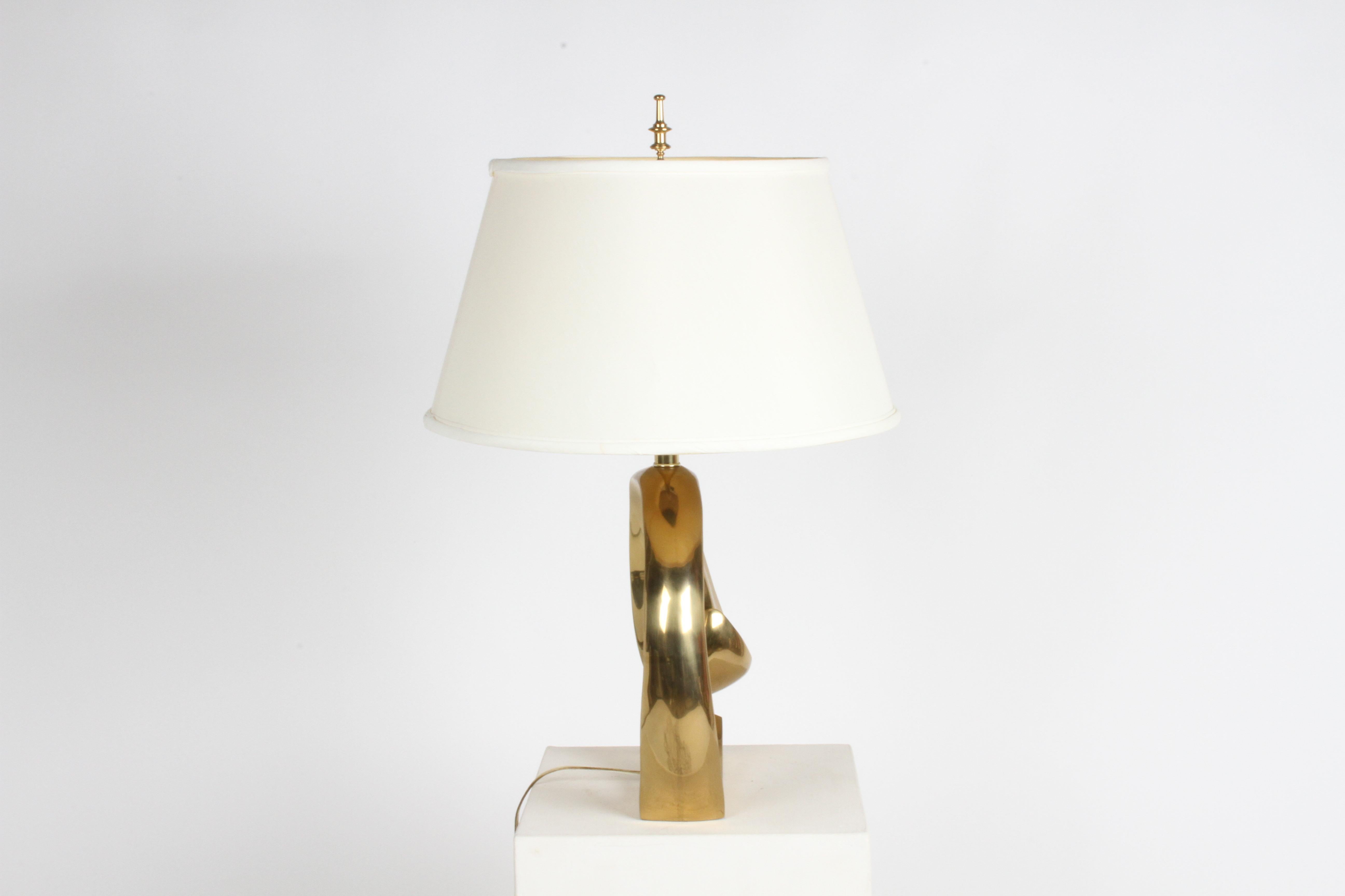 1970s Pierre Cardin Style Logo Brass Wave Table Lamp by Erwin-Lambeth 6