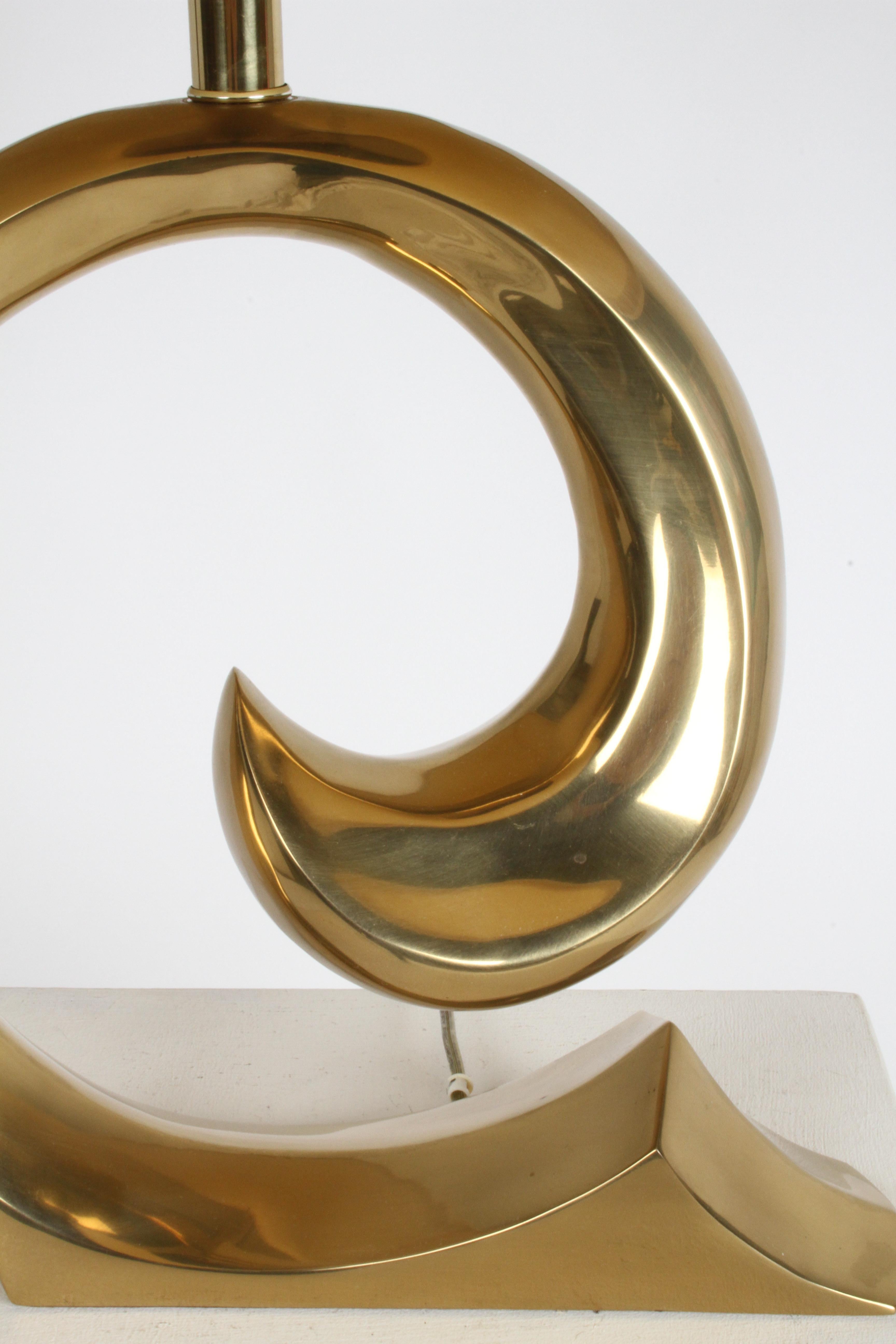 1970s Pierre Cardin Style Logo Brass Wave Table Lamp by Erwin-Lambeth 7
