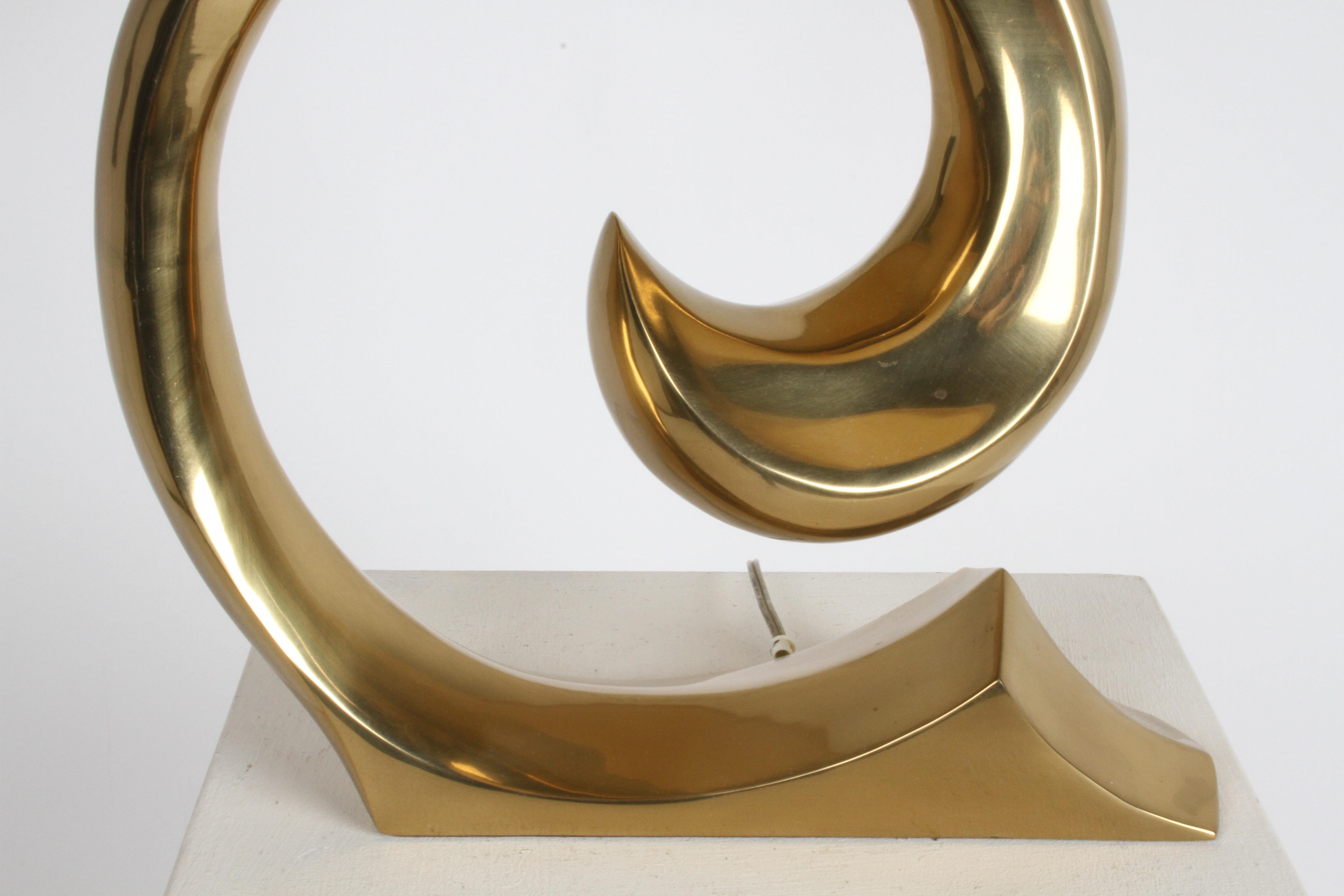 1970s Pierre Cardin Style Logo Brass Wave Table Lamp by Erwin-Lambeth 3
