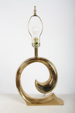 Lampada da tavolo a onda in ottone stile Pierre Cardin degli anni '70 di Erwin-Lambeth