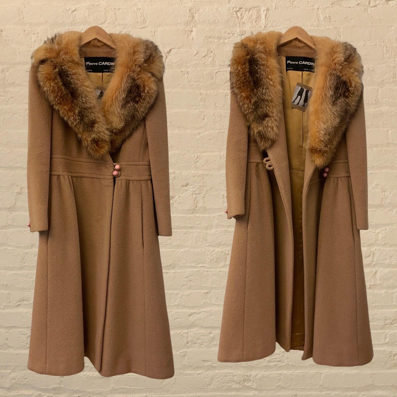 Pierre Cardin Wool Princess Coat with Fox Fur Collar, Circa 1970s For Sale 5