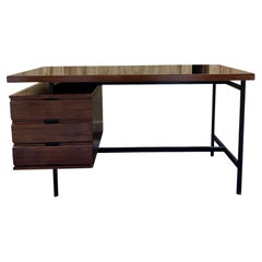 1970's Pierre Guariche Desk in Teak and Metal frame