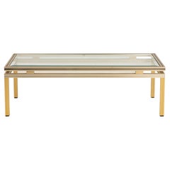1970s Pierre Vandel Brass and Stainless Steel Cocktail Table