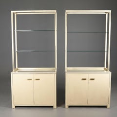 1970s Pierre Vandel Display Cabinet Shelving Cream and Brass
