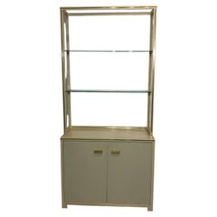 1970s Pierre Vandel Display Cabinet Shelving Cream and Brass
