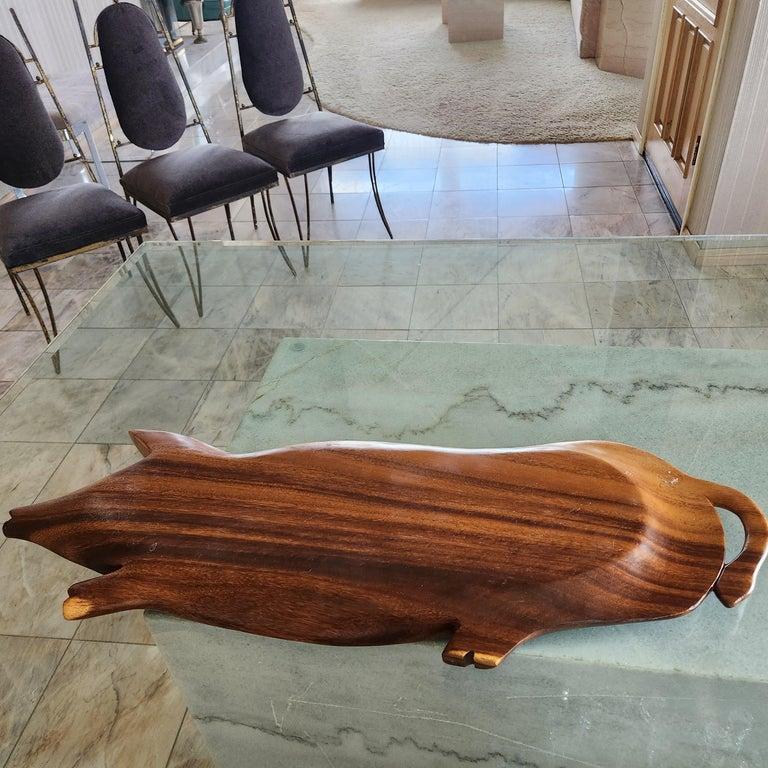1970s Pig Party Platter Serving Tray Wood Charcuterie Board For Sale 7