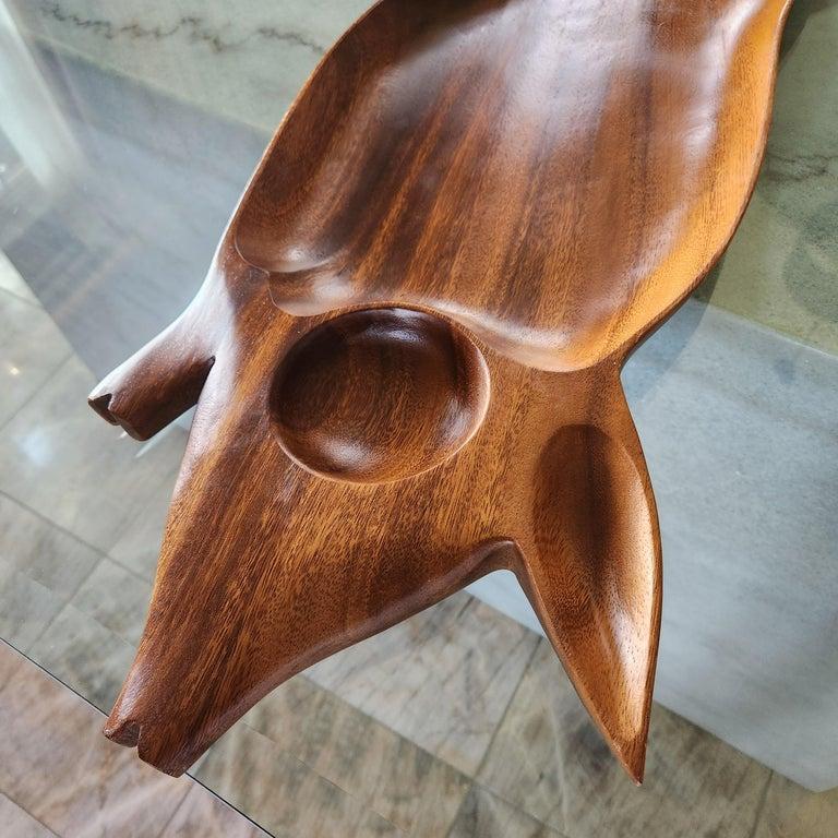 Late 20th Century 1970s Pig Party Platter Serving Tray Wood Charcuterie Board For Sale