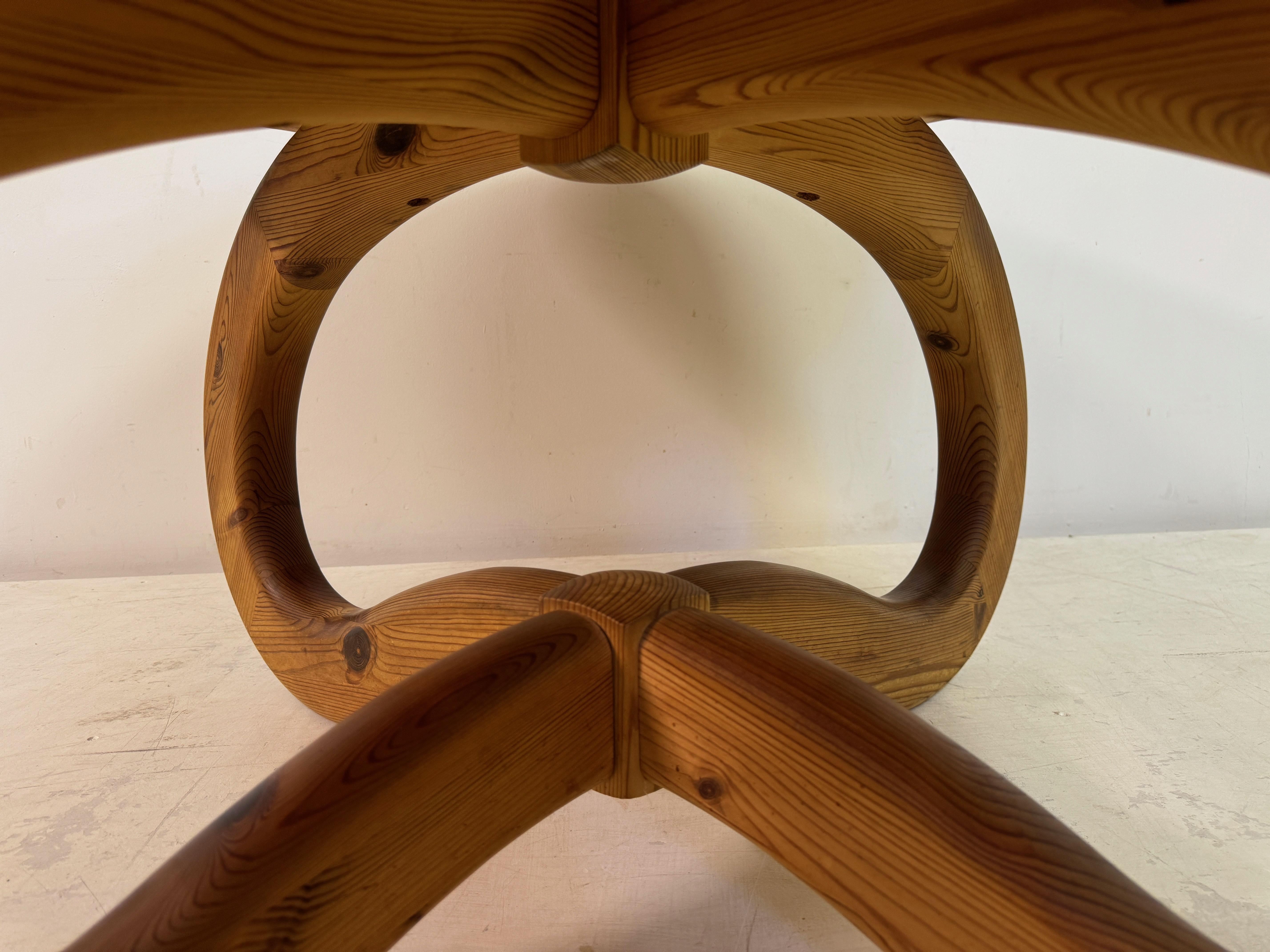 1970s Pine Coffee Table with Unusual Base For Sale 9