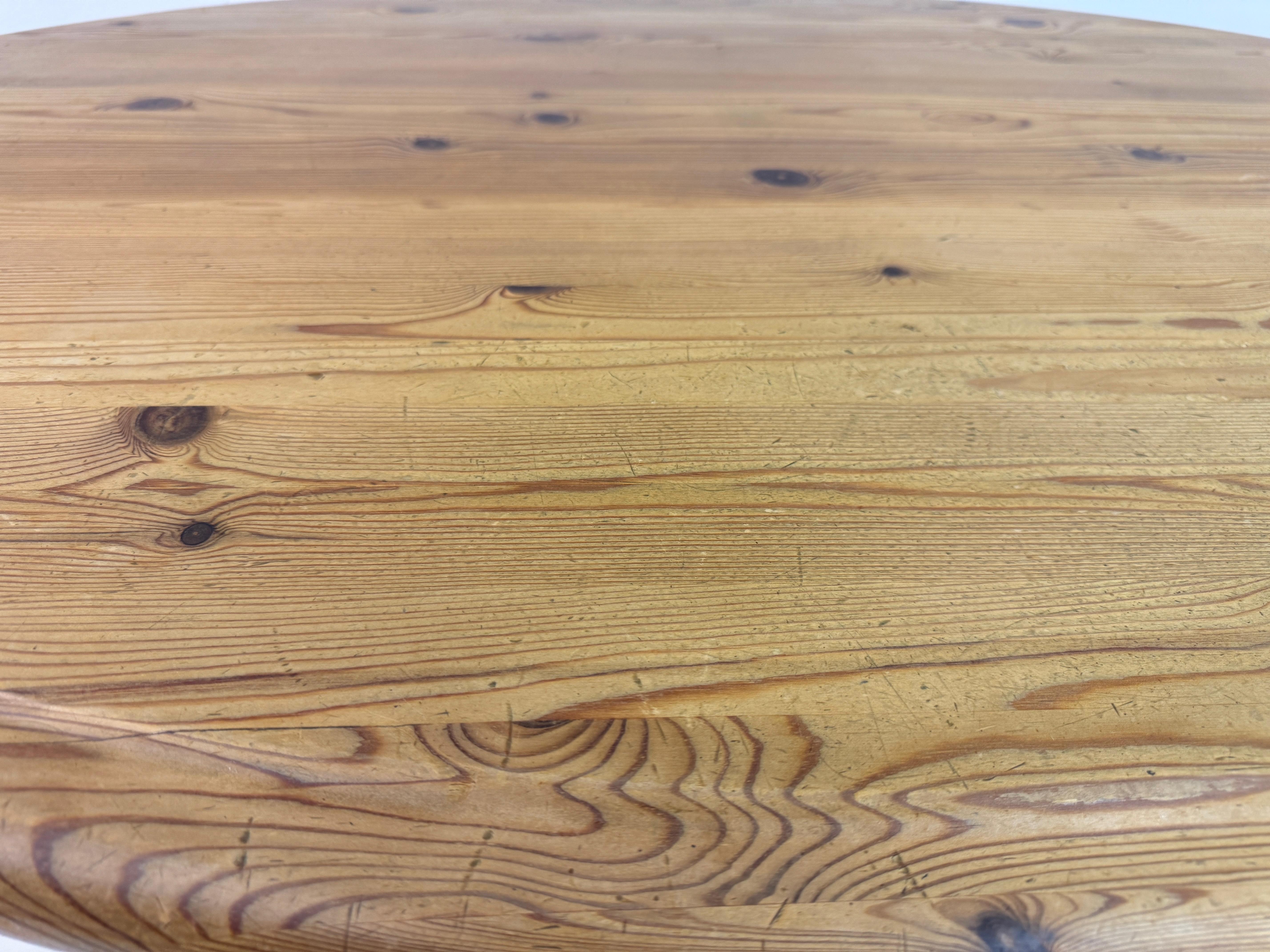 1970s Pine Coffee Table with Unusual Base For Sale 1