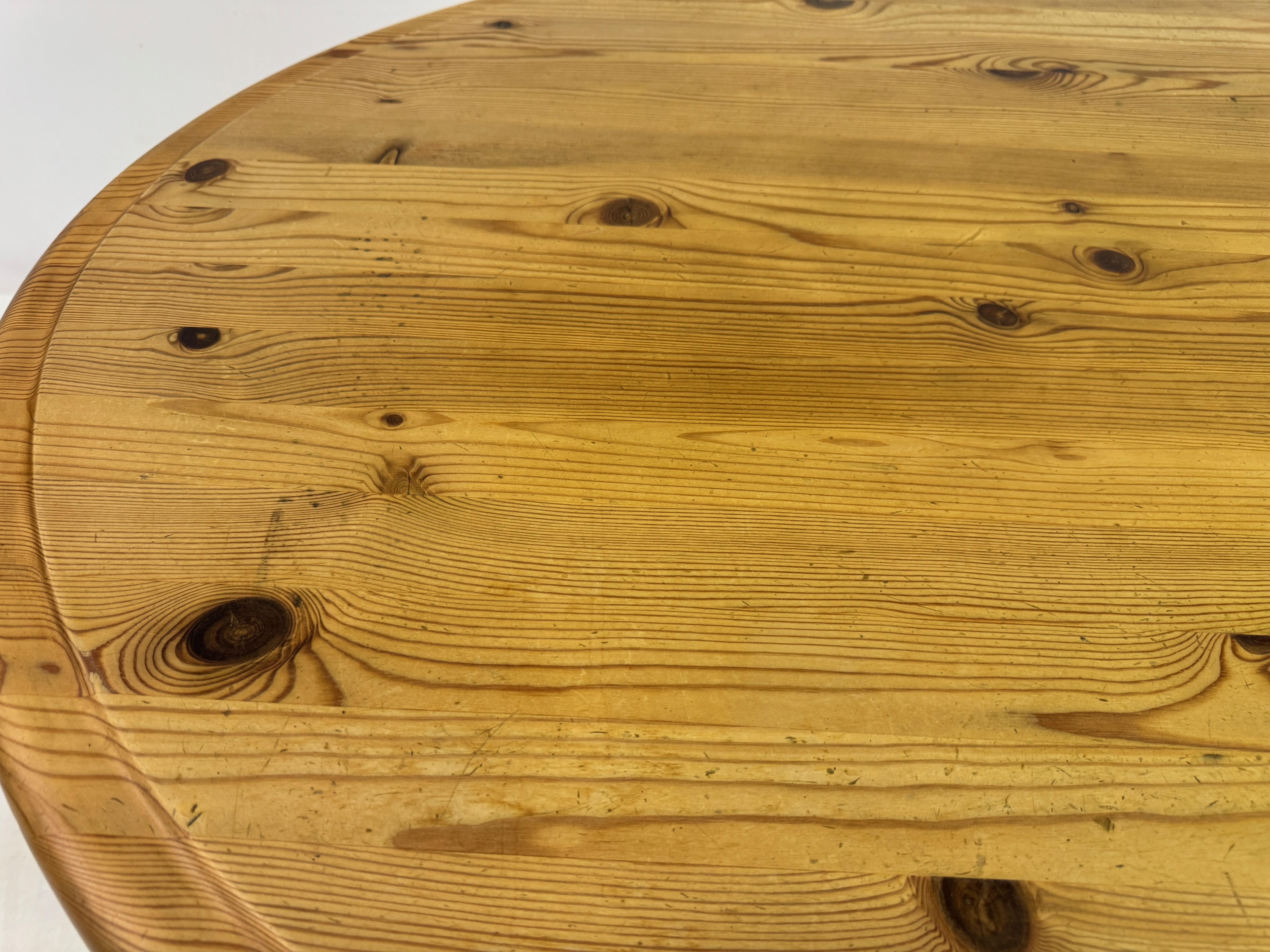 1970s Pine Coffee Table with Unusual Base For Sale 2