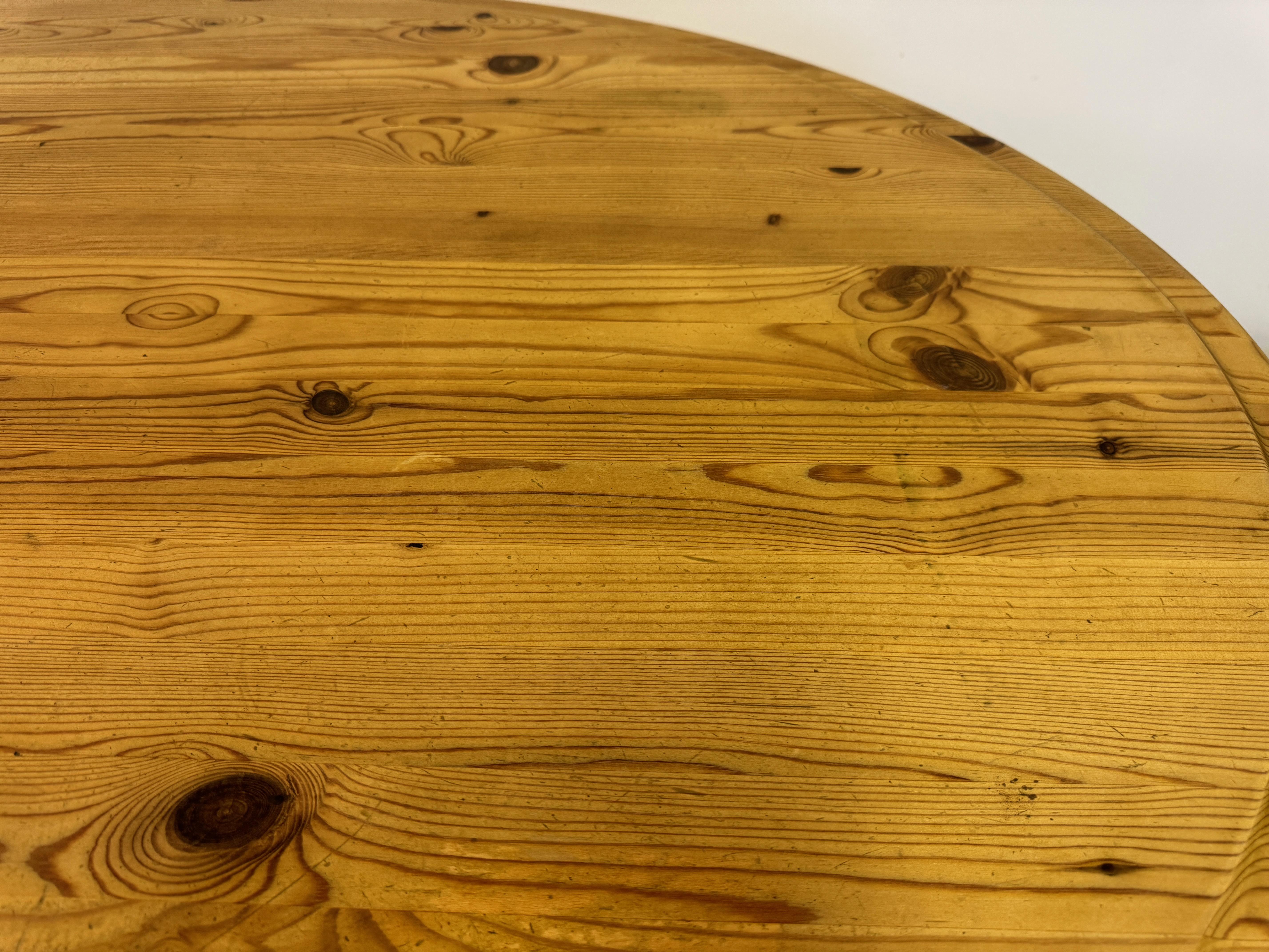 1970s Pine Coffee Table with Unusual Base For Sale 3