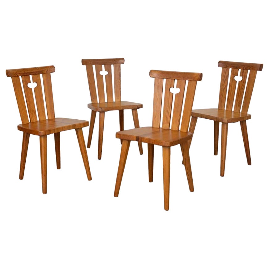 1970s Pine Dining Chairs by Goran Malmvall, Sweden, Set of 4