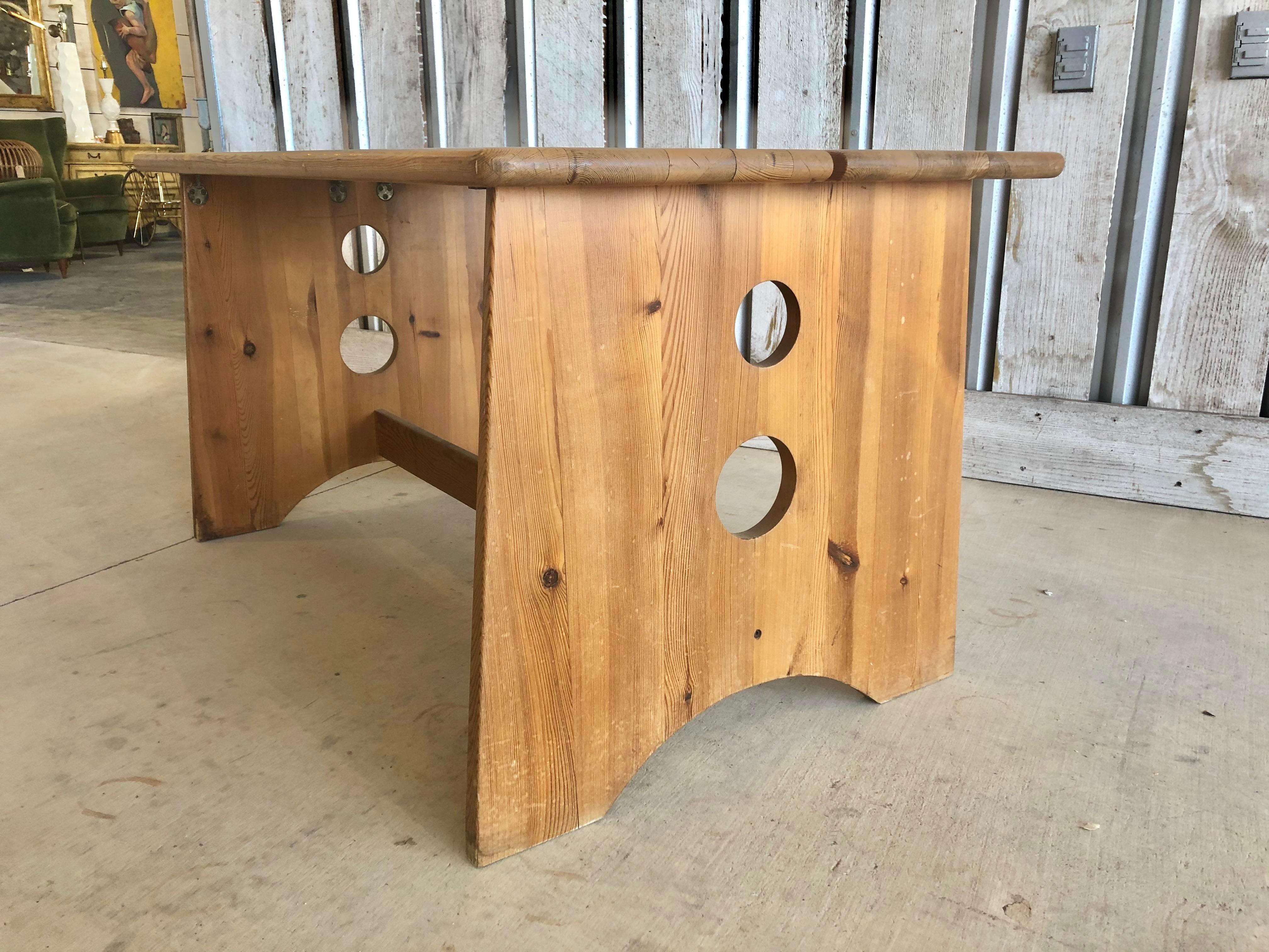 1970’s pine dining table designed by Gilbert Marklund.