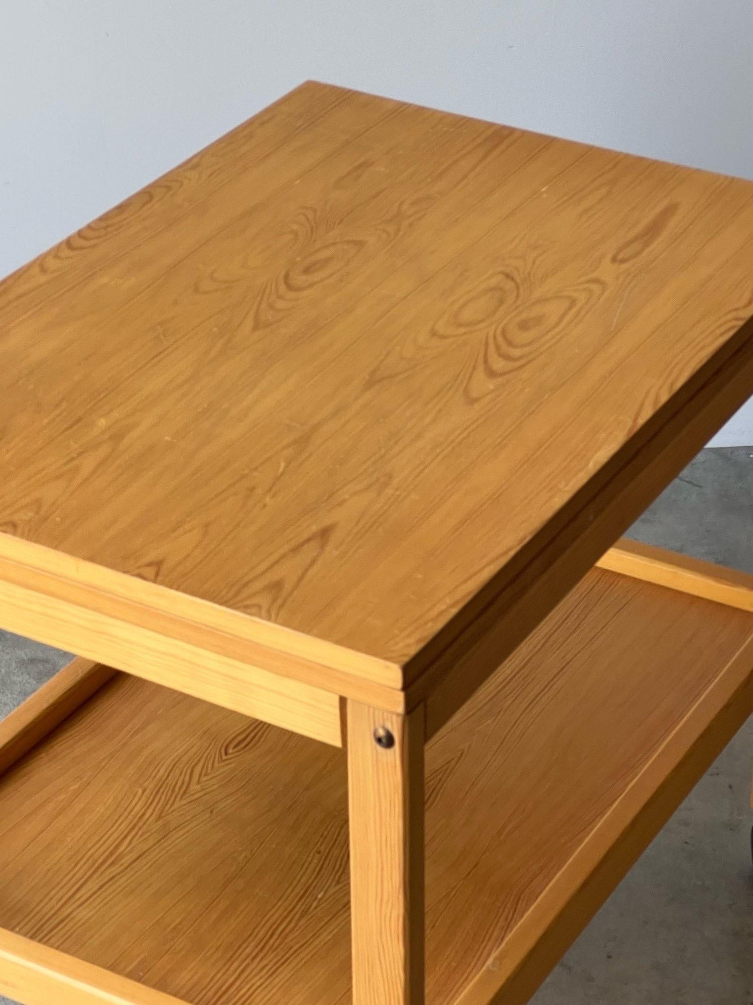 Wood 1970s Pine Expanding Bar / Serving Cart