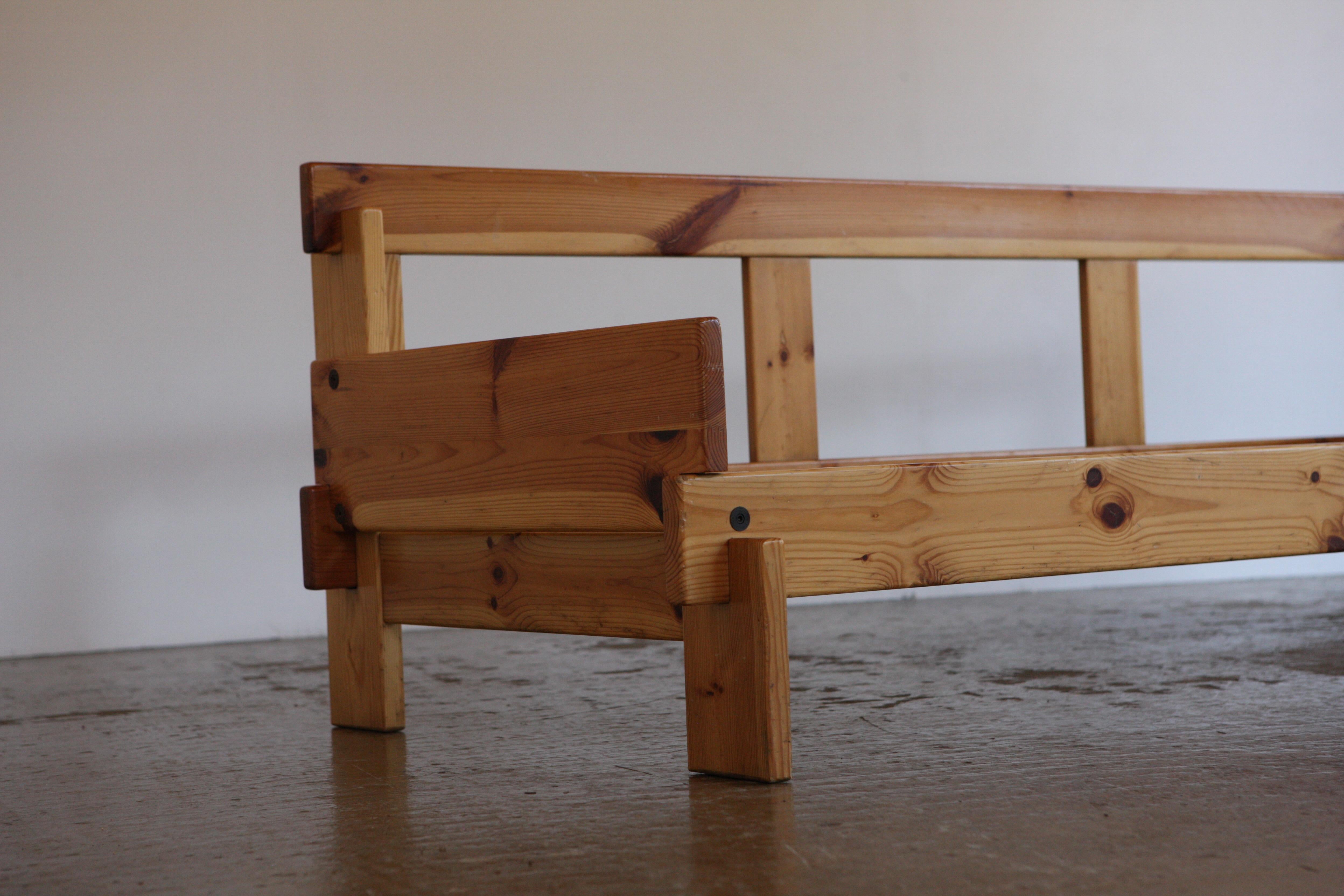 1970's Pine Framed Linen Sofa For Sale 7
