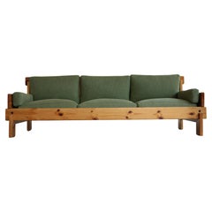 1970's Pine Framed Linen Sofa