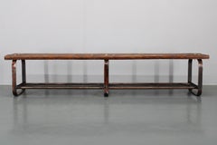 Panchina di pino degli anni '70 con base in ferro, Cecoslovacchia