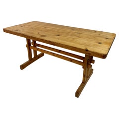 1970S Pine Trestle Dining Table Or Desk
