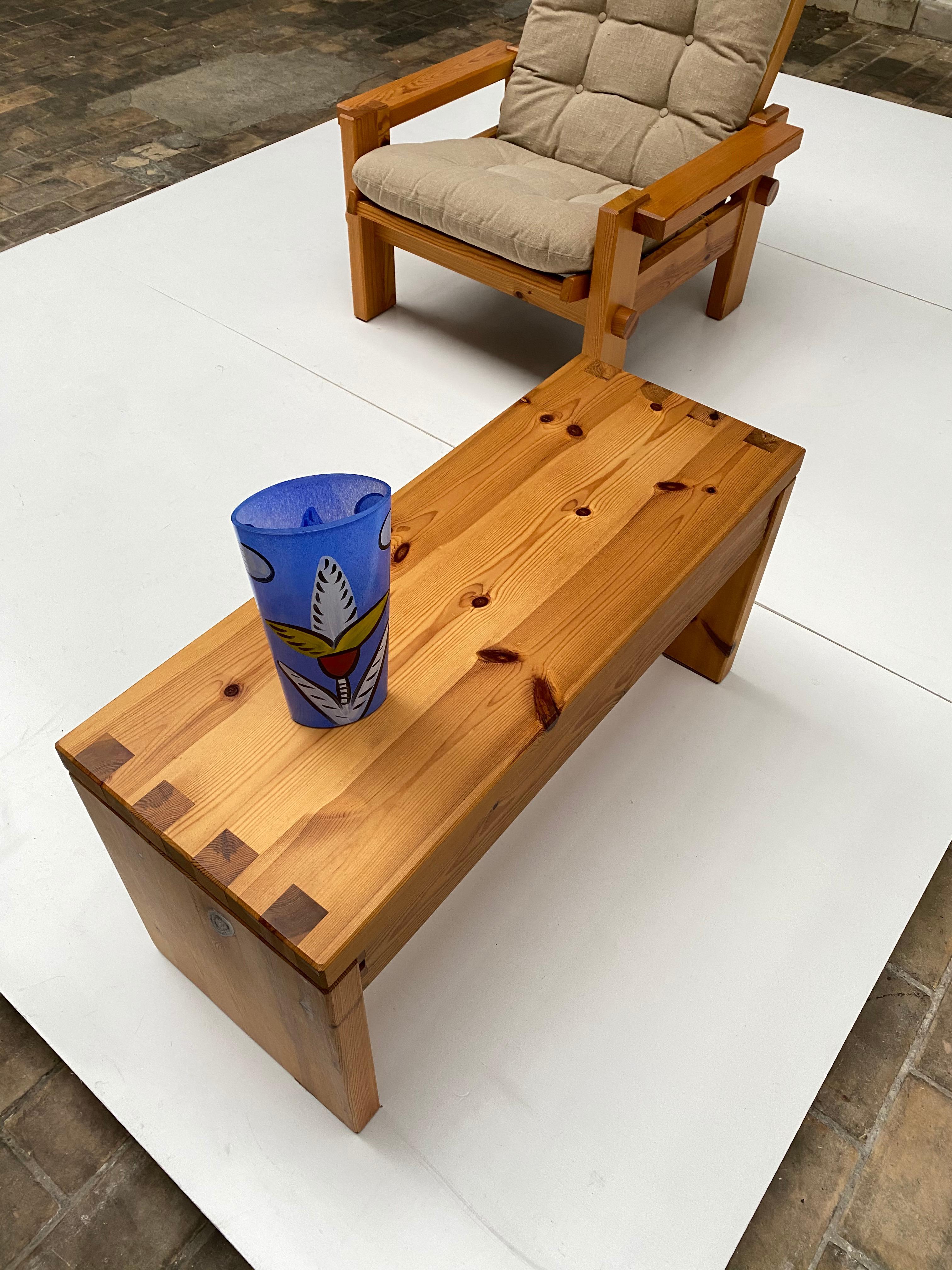 1970s Pine Wood Side Table with Single Drawer by Aksel Kjersgaard Odder, Denmark For Sale 1