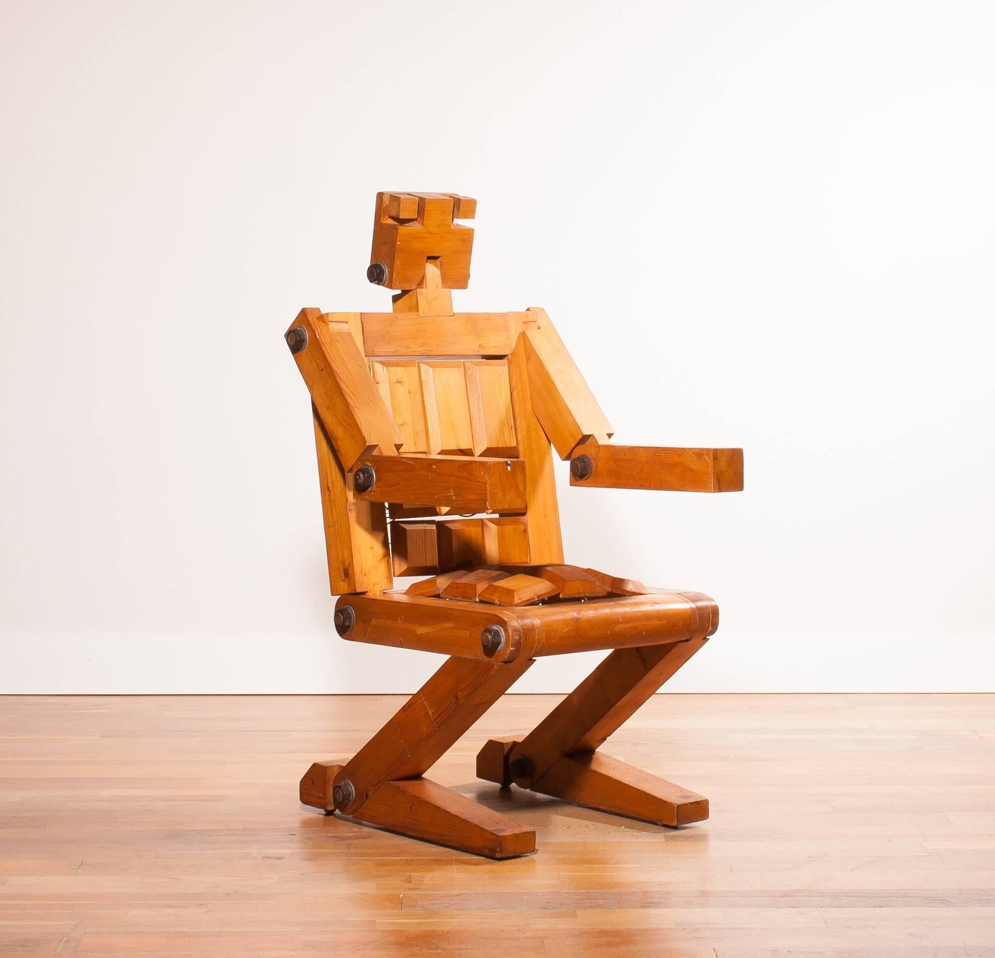 Dutch 1970s, Pinewood Robot Chair