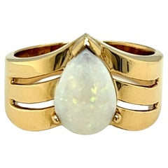 1970s Pinfire Opal Ring in 14K Yellow Gold 