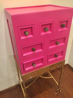1970s Pink Lacquered Cabinet