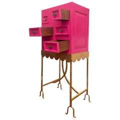 1970s Pink Lacquered Cabinet