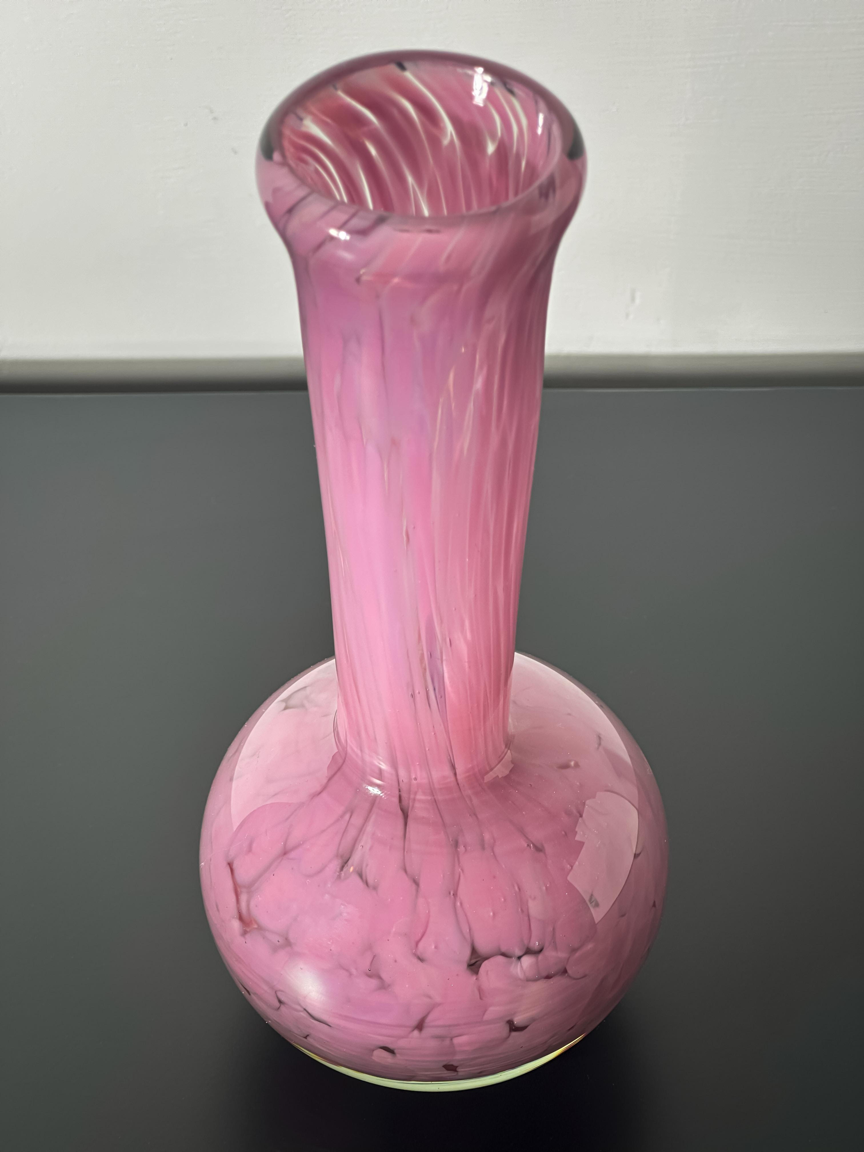 Vase en verre tacheté rose des années 1980 par Mdina Glass, Malte Bon état - En vente à Glasgow, GB