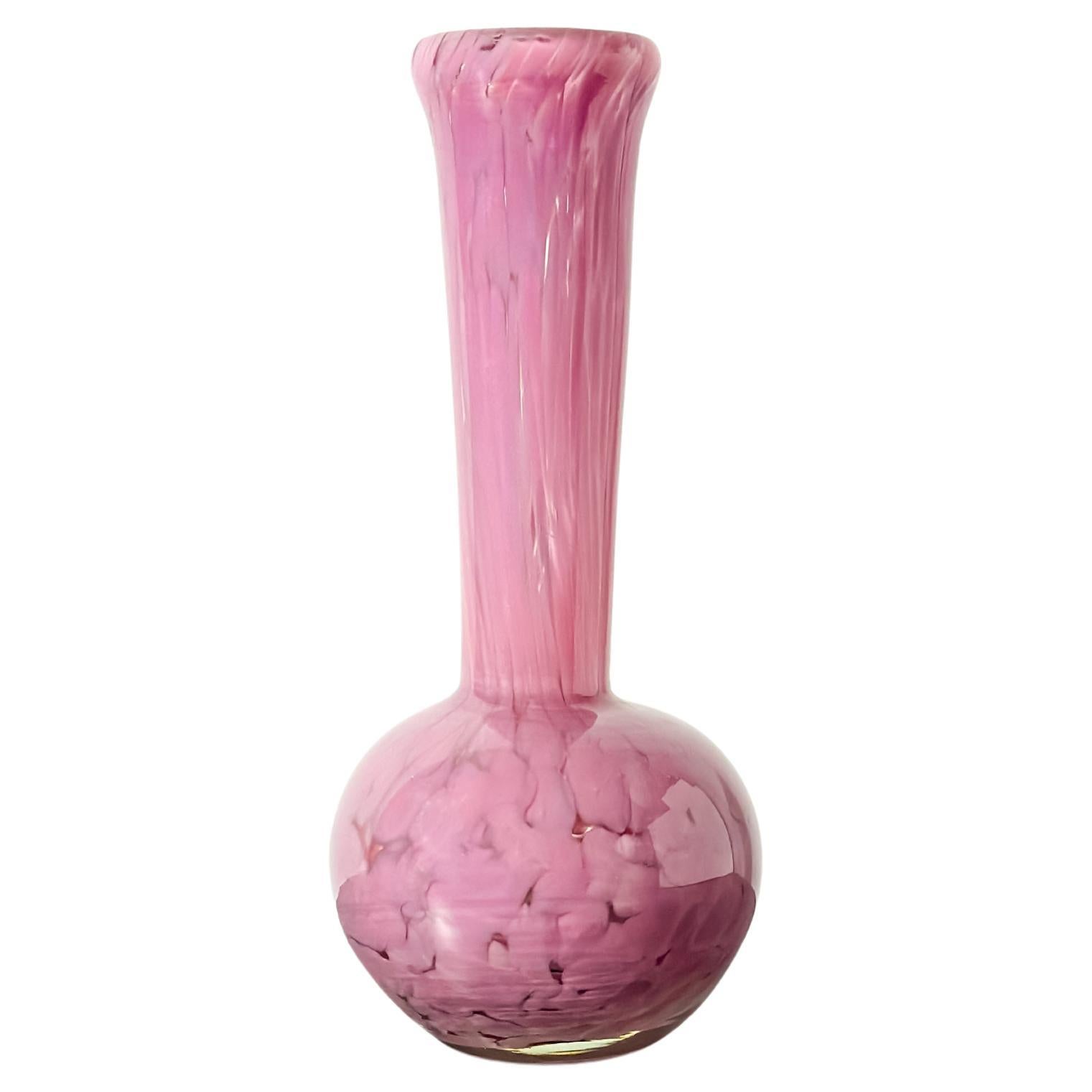 Vase en verre tacheté rose des années 1980 par Mdina Glass, Malte en vente