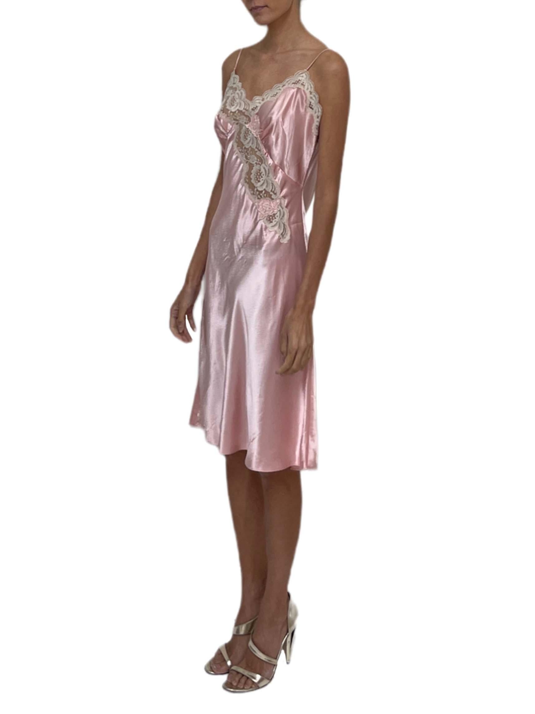 Women's 1970S Pink Polyester & Lace Slip