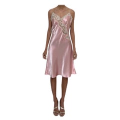 Vintage 1970S Pink Polyester & Lace Slip