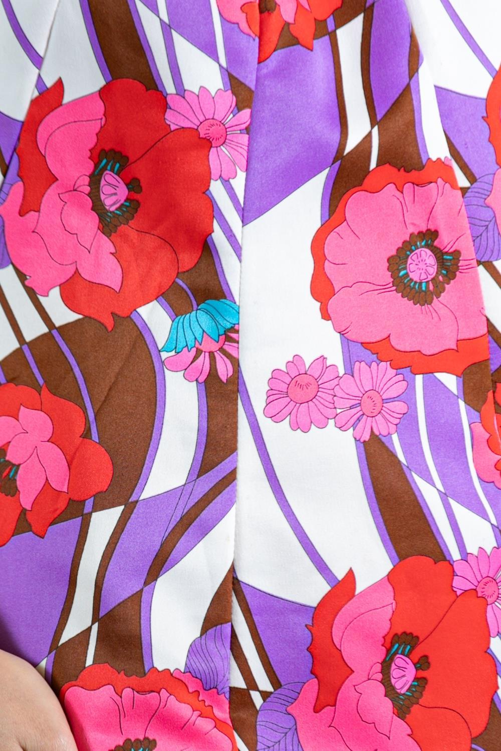 1970S Pink & Purple Floral Cocktail Dress For Sale 5