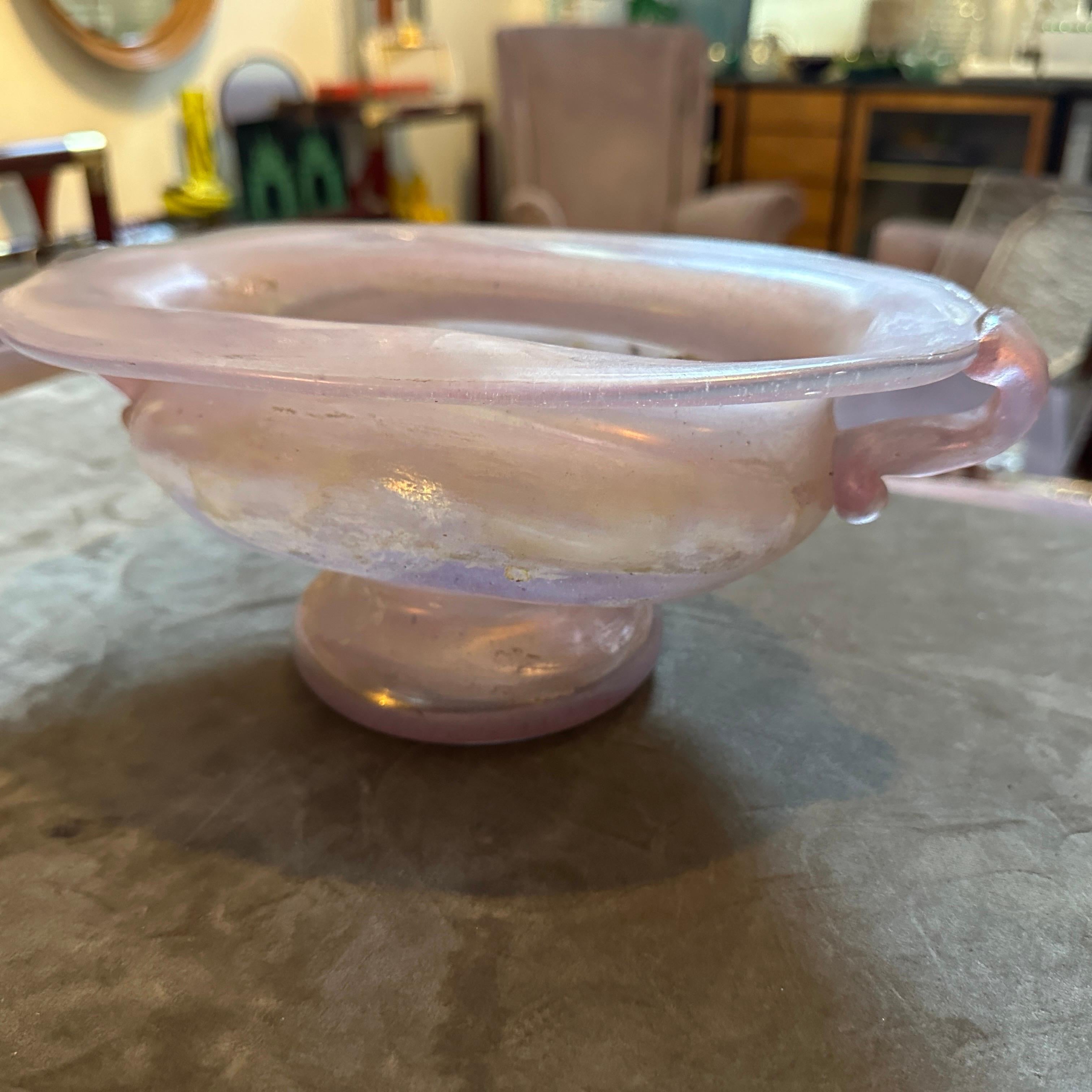 Ciotola ovale in vetro di Murano rosa degli anni '70 di Cenedese Scavo in vendita 2