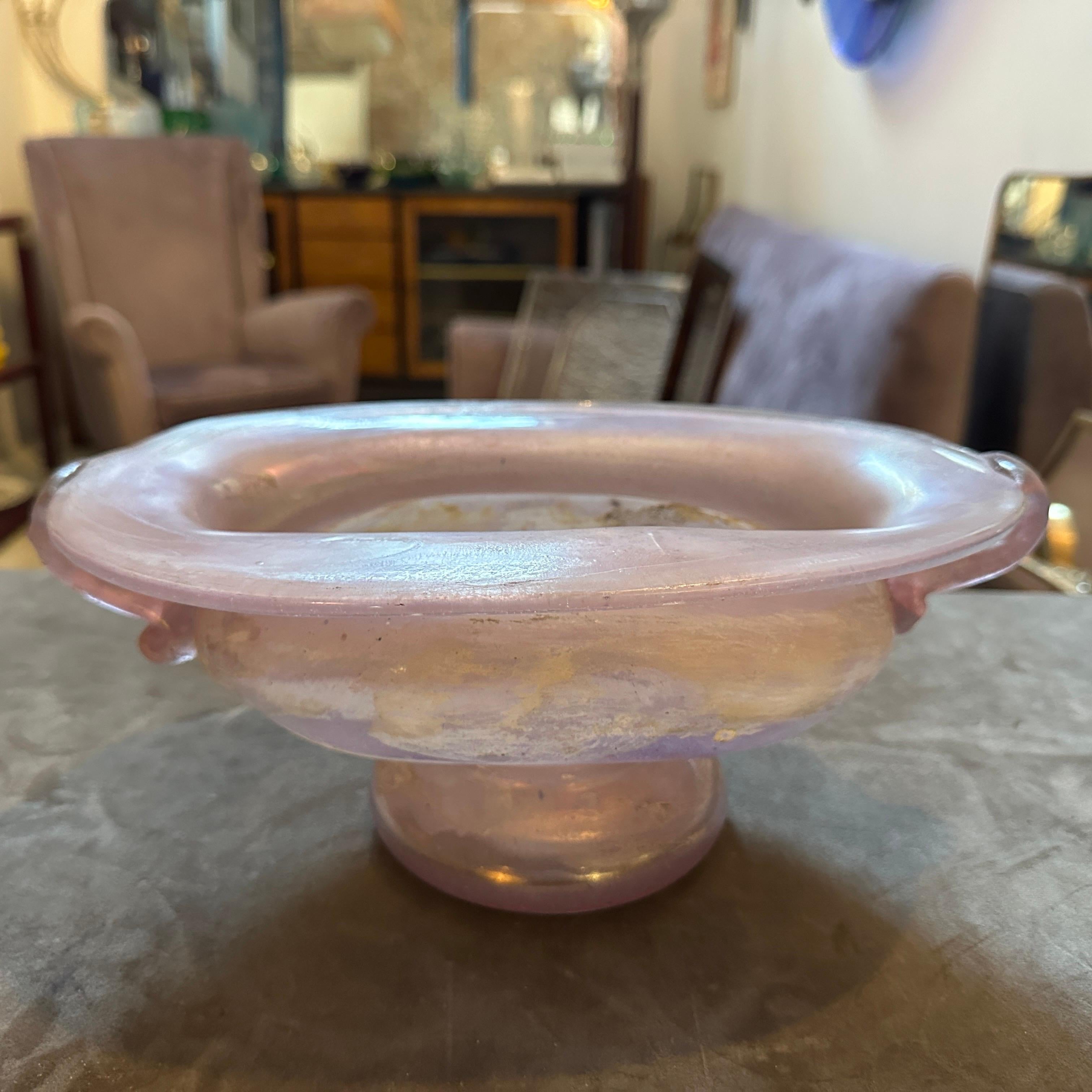 Ciotola ovale in vetro di Murano rosa degli anni '70 di Cenedese Scavo in vendita 6